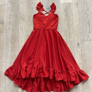 Joyfolie Red Ruffle Hem Kids Casual Dress